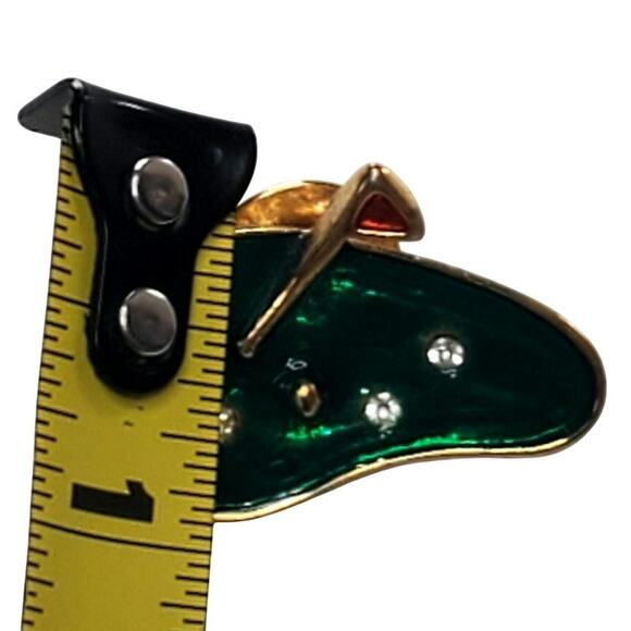 Enamel Golf Course Lapel Pin Gold Tone Back Unsigned 1/2" - Picture 4 of 4